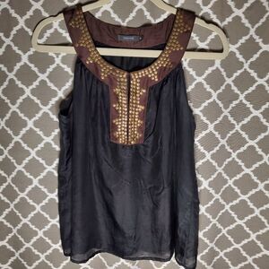 Theme Silk Blend Grommet Accent Top M